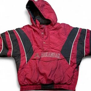 Vintage kids Arkansas Razorbacks starter hooded puffer jacket size kids large
